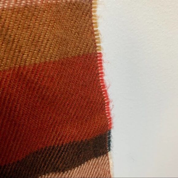 Multicolor Orange Beige Brown Cream Striped Fringe Soft Long Scarf One Size - Picture 3 of 5